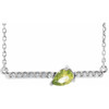 Genuine Peridot Necklace in Sterling Silver Peridot and 0.10 Carat Diamond 16 inch Necklace