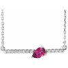 Pink Tourmaline Necklace in Sterling Silver Pink Tourmaline and 0.10 Carat Diamond 16 inch Necklace