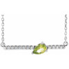 Genuine Peridot Necklace in 14 Karat White Gold Peridot and 0.10 Carat Diamond18 inch Necklace