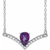 Amethyst Necklace in 14 Karat White Gold Amethyst and .06 Carat Diamond 16 inch Necklace