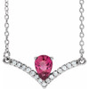 Pink Tourmaline Necklace in Platinum Pink Tourmaline & .06 Carat Diamond 16" Necklace     