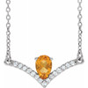 Golden Citrine Necklace in 14 Karat White Gold Citrine and .06 Carat Diamond 16 inch Necklace