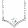 White Diamond Necklace in 14 Karat White Gold 0.37 Carat Diamond 18 inch Necklace