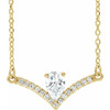 White Diamond Necklace in 14 Karat Yellow Gold 0.37 Carat Diamond 18 inch Necklace
