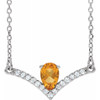 Golden Citrine Necklace in Sterling Silver Citrine and .06 Carat Diamond 18 inch Necklace