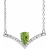Genuine Peridot Necklace in Platinum Peridot and .06 Carat Diamond 16 inch Necklace