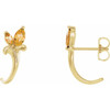 14 Karat Yellow Gold Citrine Floral Inspired J Hoop Earrings