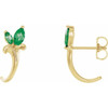 14 Karat Yellow Gold Emerald Floral Inspired J Hoop Earrings