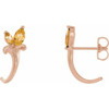 14 Karat Rose Gold Citrine Floral Inspired J Hoop Earrings