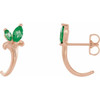 14 Karat Rose Gold Emerald Floral Inspired J Hoop Earrings