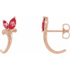 14 Karat Rose Gold Ruby Floral InspiNatural J Hoop Earrings
