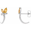 Sterling Silver Citrine Floral Inspired J Hoop Earrings