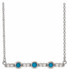 Genuine Turquoise Necklace in 14 Karat White Gold Turquoise and 0.12 Carat Diamond Bar 16 inch Necklace