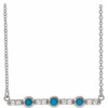 Genuine Turquoise Necklace in Sterling Silver Turquoise and 0.12 Carat Diamond Bar 16 inch Necklace