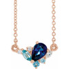14 Karat Rose Gold Multi Gemstone and .06 Carat Diamond 16 inch Necklace