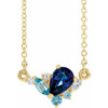 Sapphire Necklace in 14 Karat Yellow Gold Multi-Gemstone and .06 Carat Diamond 18 inch Necklace