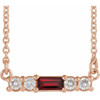 Red Garnet Necklace in 14 Karat Rose Gold Mozambique Garnet and 0.20 Carat Diamond 16 inch Necklace