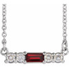 Red Garnet Necklace in Platinum Mozambique Garnet and 0.20 Carat Diamond 16 inch Necklace