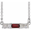 Red Garnet Necklace in Sterling Silver Mozambique Garnet and 0.20 Carat Diamond 16 inch Necklace