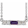 Amethyst Necklace in 14 Karat White Gold Amethyst and 0.20 Carat Diamond 16 inch Necklace