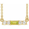 Genuine Peridot Necklace in 14 Karat Yellow Gold Peridot and 0.20 Carat Diamond 16 inch Necklace