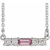 Pink Tourmaline Necklace in Platinum Pink Tourmaline and 0.20 Carat Diamond 16 inch Necklace