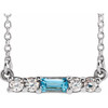 Genuine Zircon Necklace in 14 Karat White Gold Genuine Zircon and 0.20 Carat Diamond 16 inch Necklace