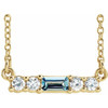 14 Karat Yellow Gold Aquamarine Gem and 0.20 Carat Diamond 18 inch Necklace
