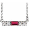Ruby Necklace in Sterling Silver Ruby and 0.20 Carat Diamond 18 inch Necklace
