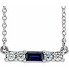 Sapphire Necklace in Platinum Sapphire and 0.20 Carat Diamond 18 inch Necklace