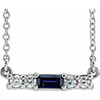 Sapphire Necklace in Sterling Silver Sapphire and 0.20 Carat Diamond 18 inch Necklace