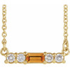Golden Citrine Necklace in 14 Karat Yellow Gold Citrine and 0.20 Carat Diamond 18 inch Necklace