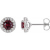 14 Karat White Gold Lab Created Ruby and 0.16 Diamond Earrings