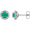 GenuinePlatinum Lab Created Emerald and 0.16 Diamond Earrings