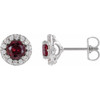 Created Ruby Earrings in Platinum Lab Created Ruby and 0.16 Diamond Earrings