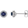 Platinum Genuine Blue Sapphire and 0.16 Carat Diamond Earrings