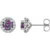 Sterling Silver Lab Created Lab  Alexandrite and 0.16 Diamond Earrings