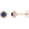 14 Karat Rose Gold Lab Created Blue Sapphire and 0.25 Diamond Earrings