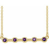 Amethyst Necklace in 14 Karat Yellow Gold Amethyst Bezel Set Bar 16 inch Necklace