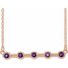 Amethyst Necklace in 14 Karat Rose Gold Amethyst Bezel Set Bar 16 inch Necklace