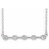 Real Diamond Necklace in Platinum 0.16 Carat Diamond Bezel Set Bar 16 inch Necklace