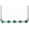 Emerald Necklace in 14 Karat White Gold Emerald Bezel Set Bar 16 inch Necklace
