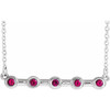 Ruby Necklace in Platinum Ruby Bezel Set Bar 16 inch Necklace
