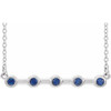 Sapphire Necklace in 14 Karat White Gold Sapphire Bezel Set 16 inch Bar Necklace