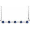 Sterling Silver Lab Grown Blue Sapphire Bar 16 inch Necklace