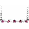 Sterling Silver Pink Tourmaline Bezel Set Bar 
16 inch Necklace