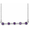 Amethyst Necklace in Platinum Amethyst Bezel Set Bar 18 inch Necklace