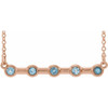 14 Karat Rose Gold Aquamarine Gem Bezel Set Bar 18 inch Necklace