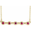 Ruby Necklace in 14 Karat Yellow Gold Ruby Bezel Set Bar 18 inch Necklace