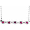 Sterling Silver Lab Grown Ruby Bar 18 inch Necklace